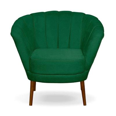 Poltrona Cadeira Pétala Flor Decorativa Suede Verde