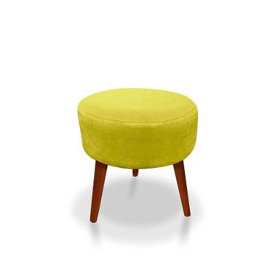 Puff Redondo Decorativo Panqueta De Apoiar Os Pés Suede Amarelo