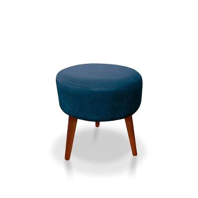 Puff Redondo Decorativo Panqueta De Apoiar Os Pés Suede Azul Marinho