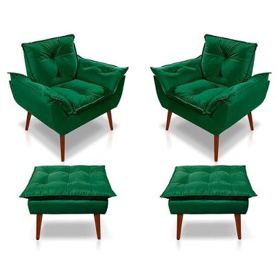 Kit C/02 Poltronas Opala + 02 Puff Opala Elegante Suede Verde