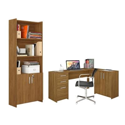 Conjunto Para Escritório 2 Peças Com Mesa De Canto Em L E Armário Freijó Notável Móveis Freijó