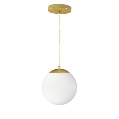 Pendente Globo Esfera De Vidro Branco Fosco 20cm - Ouro