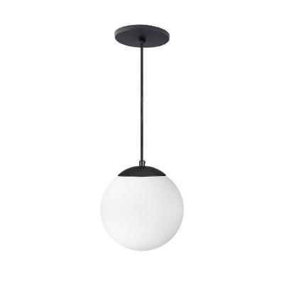 Pendente Globo Esfera De Vidro Branco Fosco 20cm - Preto