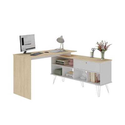 Mesa Com 5 Nichos E Pés Metálicos Grécia Carvalho Branco