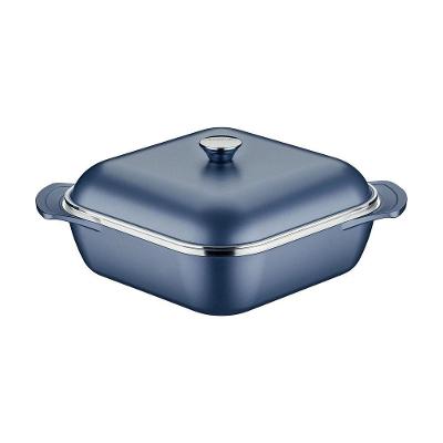 Panela Caçarola Quadrada 28cm 5,5l Tramontina Lyon Azul Alumínio Forjado Antiaderente Dentro E Fora