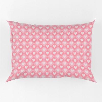 Porta Travesseiro Fronha Avulsa Corações Rosa 70cm X 50cm - Estampa Decorativo Xadrez