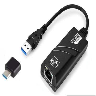 Cabo Adaptador Usb 3.0 + Type-c Saída Rede Rj45 10-100-1000