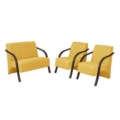 Conjunto Vênus 1 Namoradeira 2 Poltronas De 1 Lugar Escritório D Salla Suede