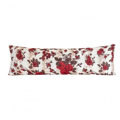 Capa Para Travesseiro De Corpo Xuxão Rafaela Estampada - Floral Vermelho/marrom