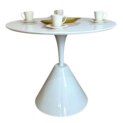 Mesa De Jantar Cone Redonda Masp 110 Cm Tampo Laca Branca Base Branca Cor Marrom