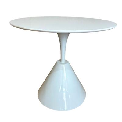 Mesa De Jantar Cone Redonda Masp 100 Cm Tampo Laca Branca Base Branca Cor Marrom