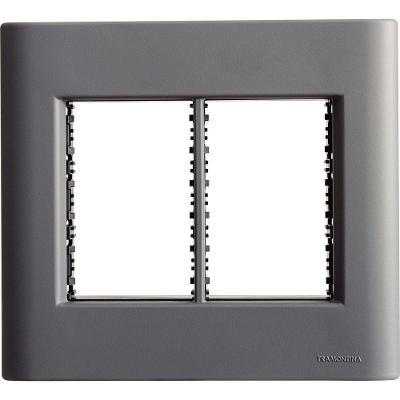 Placa 6 Postos 4x4 Tramontina Giz Titânio Soft Touch Suporte Tramontina