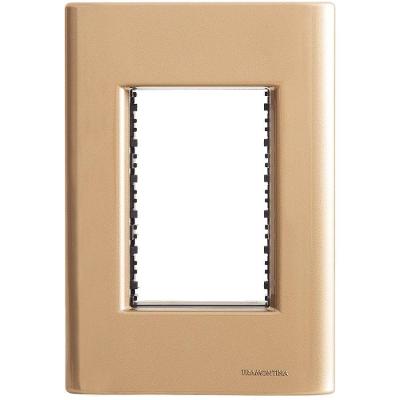 Placa 3 Postos 4x2 Tramontina Giz Ouro Metalizado Suporte Tramontina