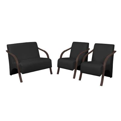 Conjunto Poltronas Vênus 1 Dois Lugares 2 Um Lugar Braços Em Madeira D Salla Tecido Sintético