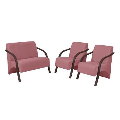 Conjunto Poltronas Vênus 1 Dois Lugares 2 Um Lugar Braços Em Madeira D Salla Suede