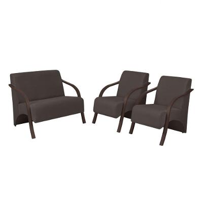 Conjunto Poltronas Vênus 1 Dois Lugares 2 Um Lugar Braços Em Madeira D Salla Suede