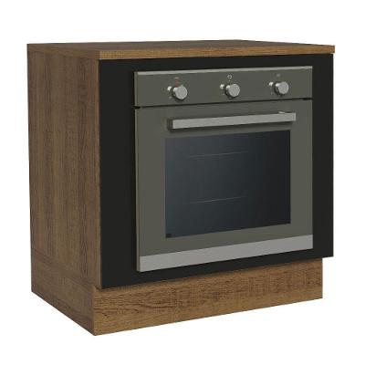 Balcão Forno Embutir 80x60cm Com Tampo Rustic/preto