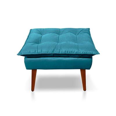 Puff Opala Decorativo Panqueta De Apoiar Os Pés Suede Azul Tiffany