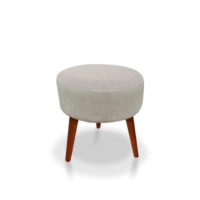 Puff Redondo Decorativo Panqueta De Apoiar Os Pés Suede Bege