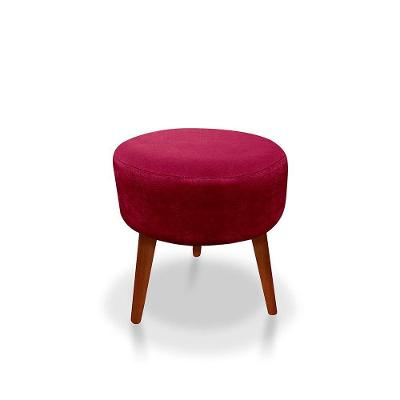 Puff Redondo Decorativo Panqueta De Apoiar Os Pés Suede Vermelho