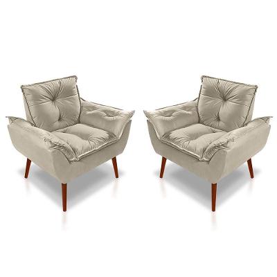 Kit C- 02 Poltronas Opala Luxo Suede Bege