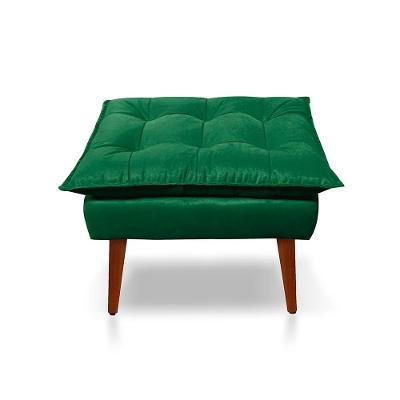 Puff Opala Decorativo Panqueta De Apoiar Os Pés Suede Verde