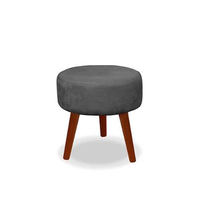 Puff Redondo Decorativo Panqueta De Apoiar Os Pés Suede Cinza Escuro