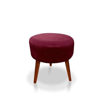 Puff Redondo Decorativo Panqueta De Apoiar Os Pés Suede Bordô
