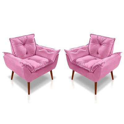 Kit C- 02 Poltronas Opala Luxo Suede Rose