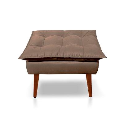 Puff Opala Decorativo Panqueta De Apoiar Os Pés Suede Cappuccino