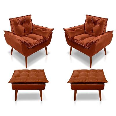 Kit C-02 Poltronas Opala + 02 Puff Opala Elegante Suede Terracota