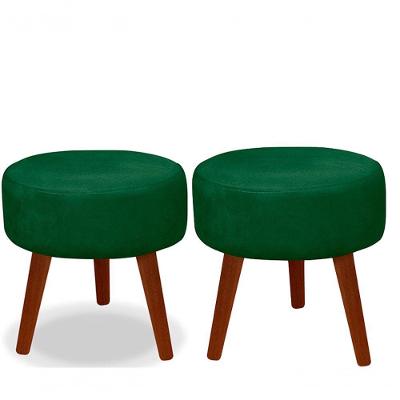 Kit 02 Puff Redondo Decorativo Panqueta De Apoiar Os Pés Suede Verde