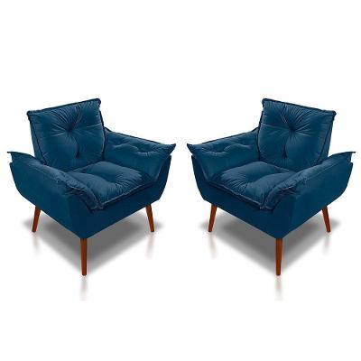 Kit C- 02 Poltronas Opala Luxo Suede Azul Marinho