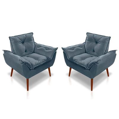 Kit C- 02 Poltronas Opala Luxo Suede Azul Turquesa