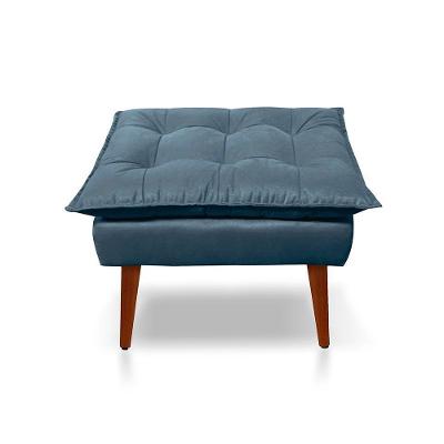 Puff Opala Decorativo Panqueta De Apoiar Os Pés Suede Azul Turquesa