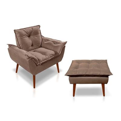 Kit C- 01 Poltrona Opala + 01 Puff Opala Elegante Suede Cappuccino