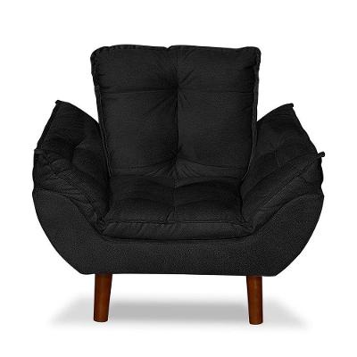 Mini Poltrona Cadeira Opala Infantil De Criança Suede Preto.