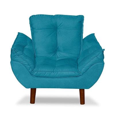 Mini Poltrona Cadeira Opala Infantil De Criança Suede Azul Tiffany
