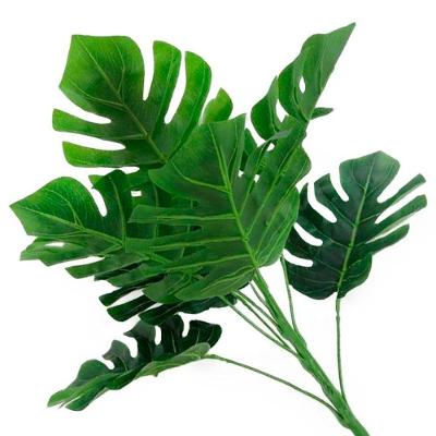 Kit 4 Ramos Costela De Adão Decorativo Artificial Plástico Verde 9 Folhas Cada 32cm
