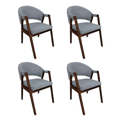 Kit 4 Cadeiras De Jantar Madeira Maciça Mel Premium Helen Linho Cinza - Cor: Cinza