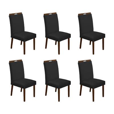 Kit 6 Cadeiras De Jantar Madeira Maciça Mel Premium Heloísa Veludo Preto - Cor: Preto