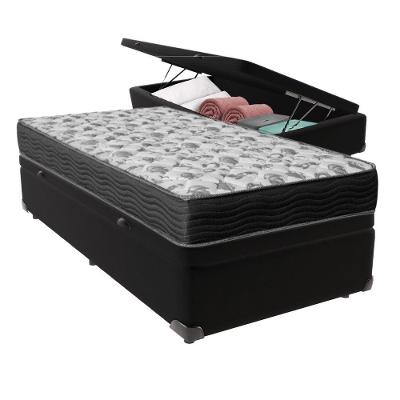 Cama Box Com Baú Solteiro Preto Ortobom Colchão Iso100 D33.