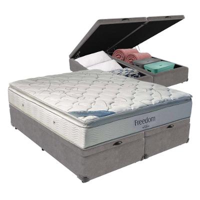 Cama Box Com Baú King E Colchão Freedom Ortobom D33 Cor:cinza.