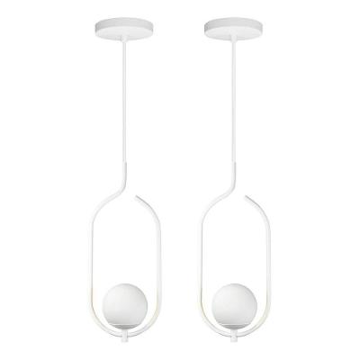 Kit 2 Pendentes Lustres On Clip Branco Globo De Vidro Branco