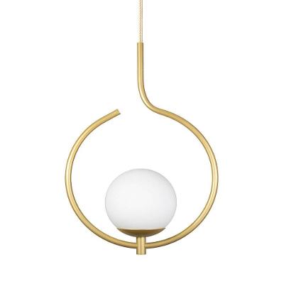 Kit 2 Pendentes On Loop Dourado Com Globo De Vidro Branco