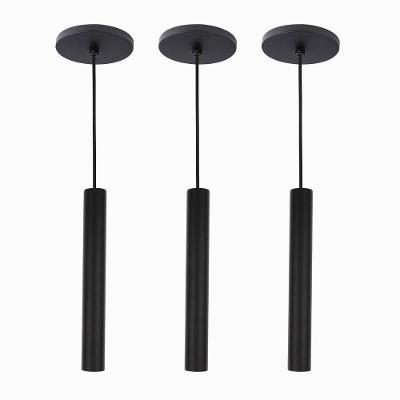 Kit 3 Pendente Tubo Palito Moderno 30cm - Preto