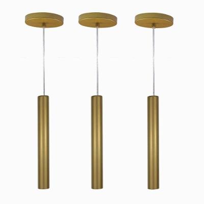 Kit 3 Pendente Tubo Palito Moderno 30cm - Ouro