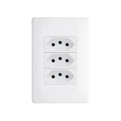 Tomada Tripla Fame Habitat 2p+t 20a Com Placa 4x2 Branco