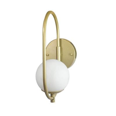 Kit 2 Arandela Parede Online Dourado Globo De Vidro Branco