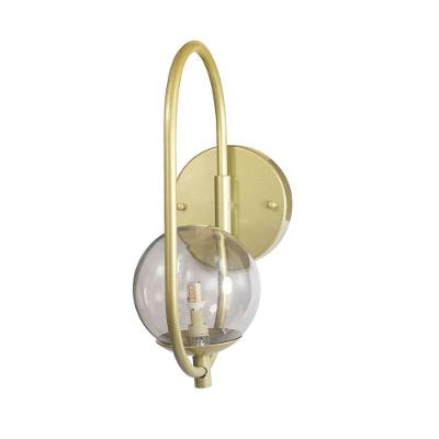 Kit 2 Arandela Parede Online Dourado Globo De Vidro Fume